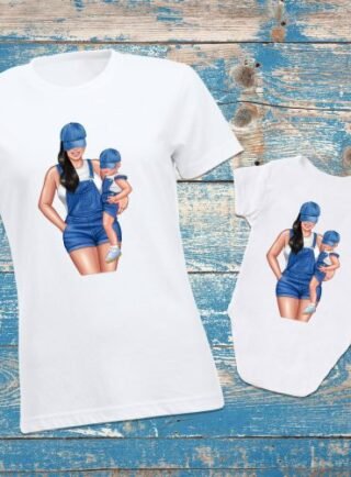 Комплект тениски майка и син