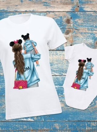 Еднакви тениски за мама и дете с ушички