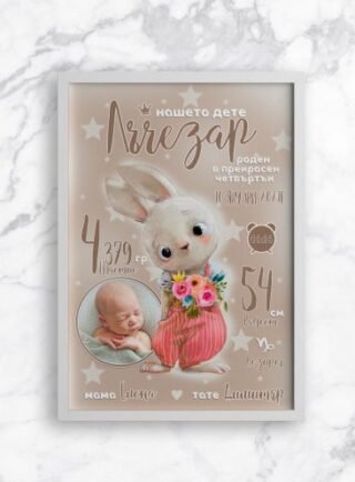 Постер за новородено със зайче