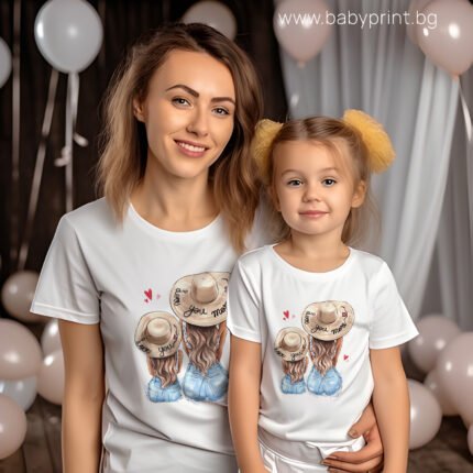 Сет тениски за мама и дъщеря със щампа по избор