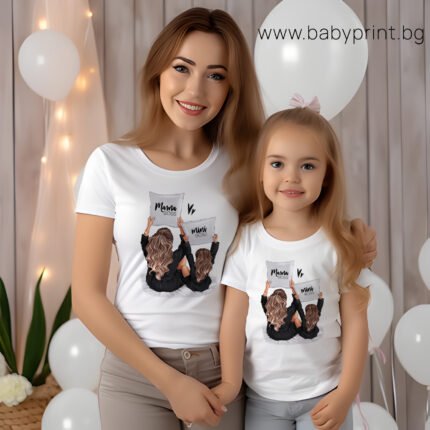 тениски за мама и дъщеря mama boss mini boss