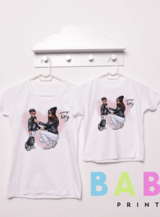 Комплект тениски за майка със син.